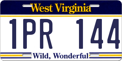 WV license plate 1PR144