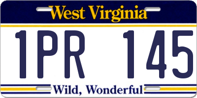 WV license plate 1PR145
