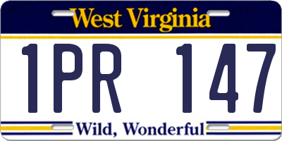 WV license plate 1PR147
