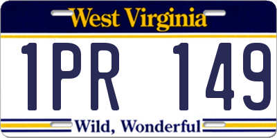 WV license plate 1PR149