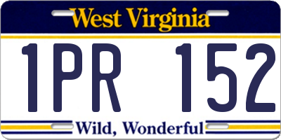 WV license plate 1PR152