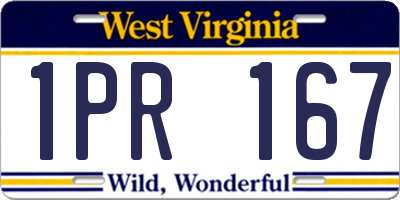 WV license plate 1PR167