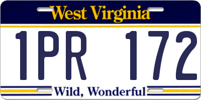 WV license plate 1PR172