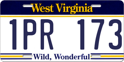 WV license plate 1PR173