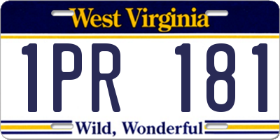 WV license plate 1PR181