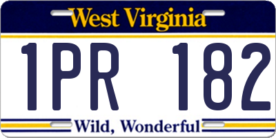 WV license plate 1PR182