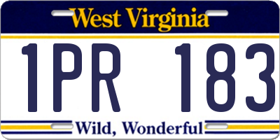 WV license plate 1PR183