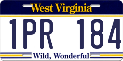WV license plate 1PR184