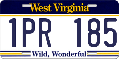 WV license plate 1PR185
