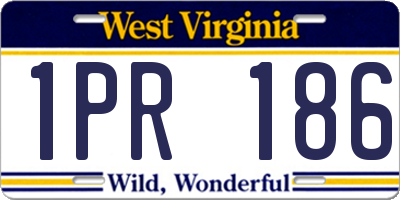 WV license plate 1PR186