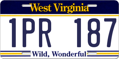 WV license plate 1PR187