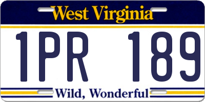 WV license plate 1PR189
