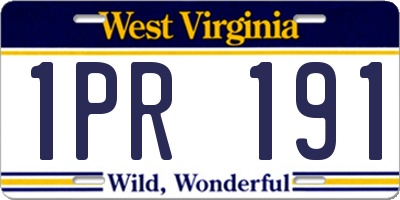 WV license plate 1PR191