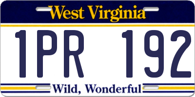 WV license plate 1PR192