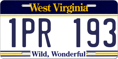 WV license plate 1PR193
