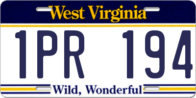 WV license plate 1PR194