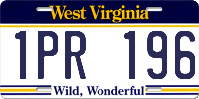 WV license plate 1PR196