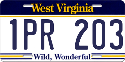 WV license plate 1PR203