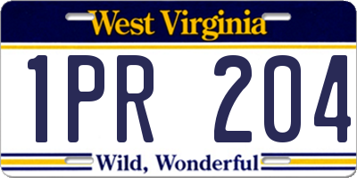 WV license plate 1PR204