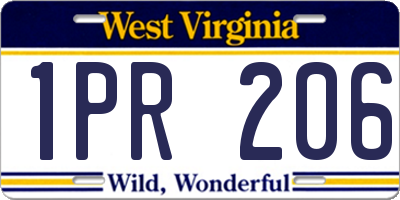 WV license plate 1PR206