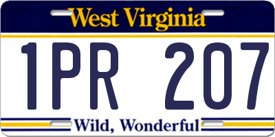 WV license plate 1PR207