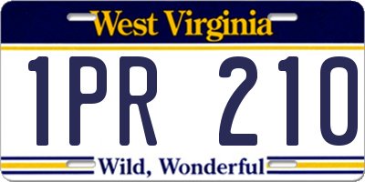 WV license plate 1PR210