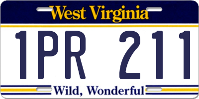 WV license plate 1PR211