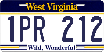 WV license plate 1PR212
