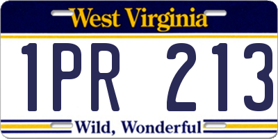 WV license plate 1PR213