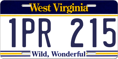 WV license plate 1PR215