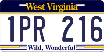 WV license plate 1PR216
