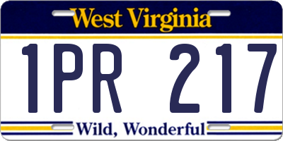 WV license plate 1PR217