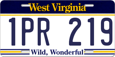 WV license plate 1PR219
