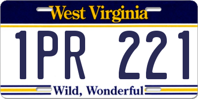WV license plate 1PR221