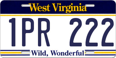 WV license plate 1PR222