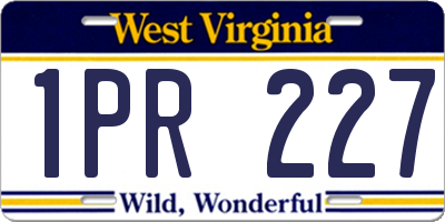 WV license plate 1PR227