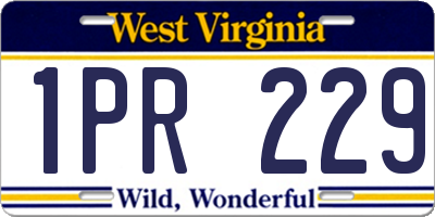WV license plate 1PR229