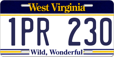 WV license plate 1PR230