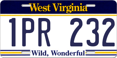 WV license plate 1PR232