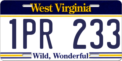 WV license plate 1PR233