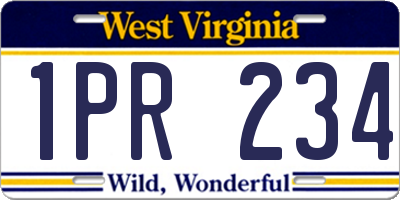 WV license plate 1PR234