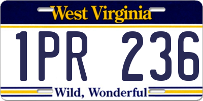 WV license plate 1PR236