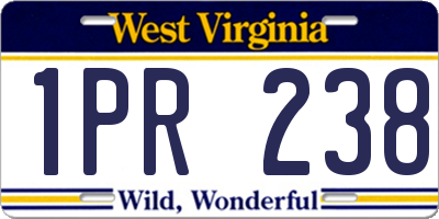 WV license plate 1PR238