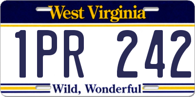 WV license plate 1PR242