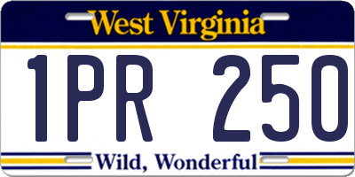 WV license plate 1PR250