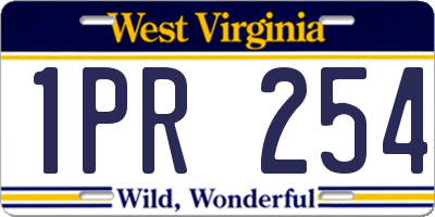 WV license plate 1PR254