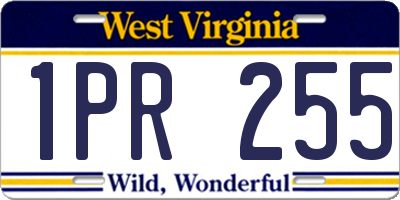 WV license plate 1PR255