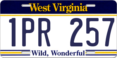WV license plate 1PR257