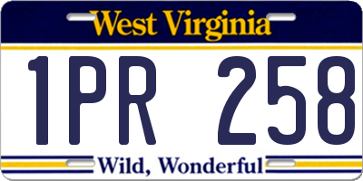 WV license plate 1PR258