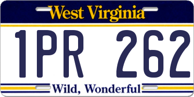 WV license plate 1PR262